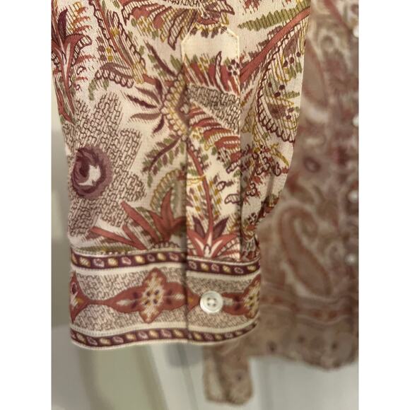 Vintage Burberrys Women's Paisley Brown Sheer 14 Button Down Shirt Corpcore boho - Picture 6 of 8